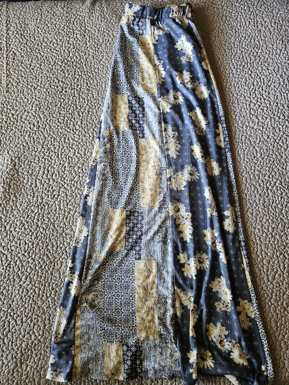 Cato Patchwork Floral Maxi Skirt - Blue & Yellow - Picture 3 of 4